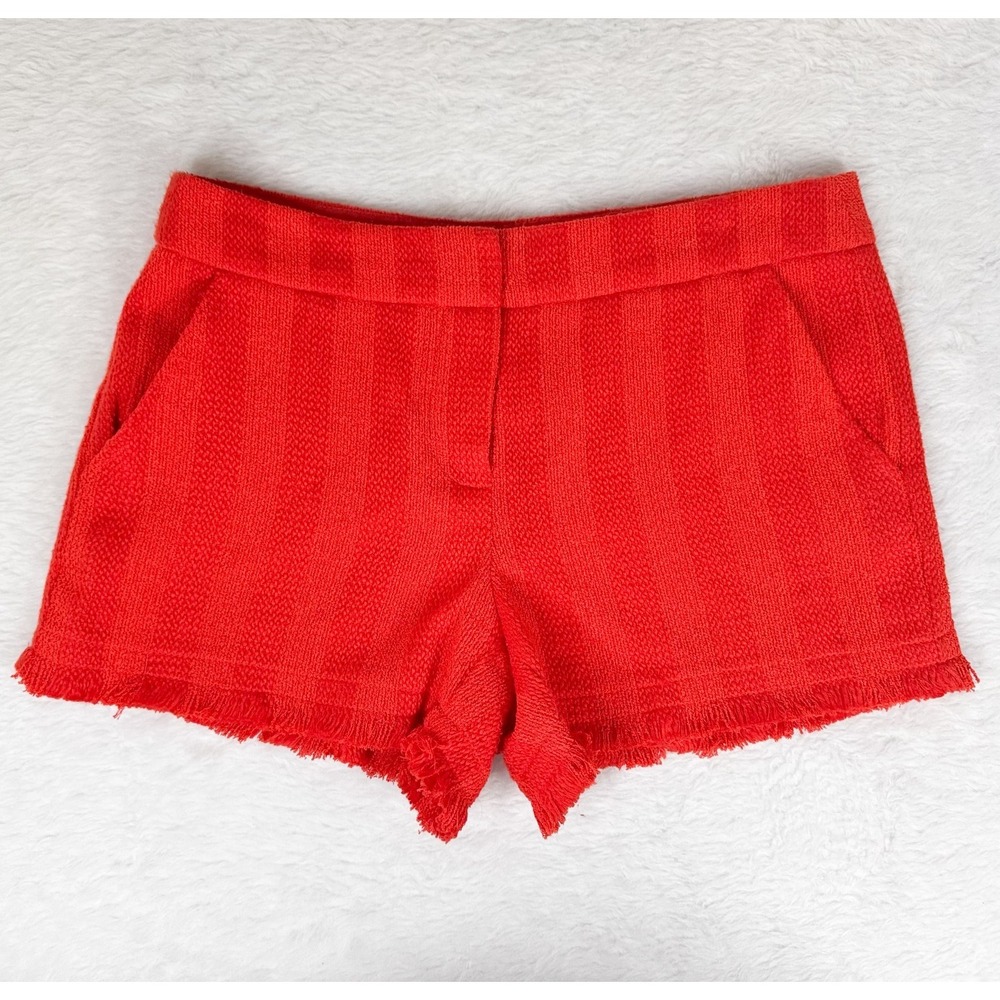 Trina Turk Shorts Coral Textured Fringe Hem High Rise Casual Summer Size 2
